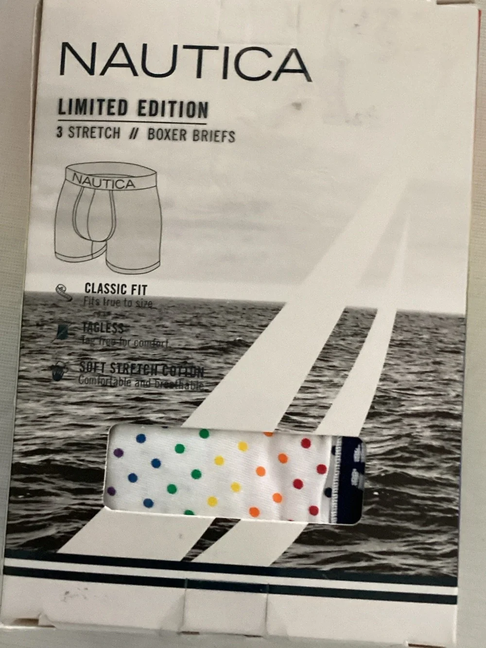 Nautica 3-Pack Boxer Briefs — Blue, Green, White with Multicolor Dots